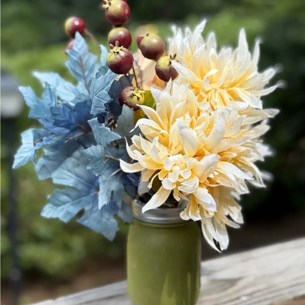 Vibrant Faux Floral Arrangement in 16oz Mason Jar